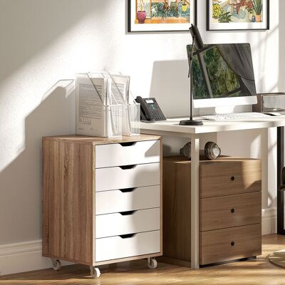 OEM Homcom Caisson De Bureau Mobile 5 Tiroirs 47,5×39,5×67,5 Cm Blanc Chêne - Publicité OEM Homcom Caisson De Bureau Mobile 5 Tiroirs 47,5×39,5×67,5 Cm Blanc Chêne - Publicité