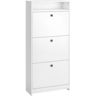 OEM Étagère À Chaussures À 3 Compartiments À Rabat (18 Paires De Chaussures) Et 1 Étagère De Rangement, En Aggloméré Blanc, 60 X 24 X 132 Cm - Publicité OEM Étagère À Chaussures À 3 Compartiments À Rabat (18 Paires De Chaussures) Et 1 Étagère De Rangement, En Aggloméré Blanc, 60 X 24 X 132 Cm - Publicité