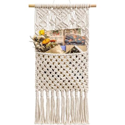ALVIOR Pochette Murale De Rangement - Porte-courrier En Coton Tissé À La Main - Décoration Boho Pour Entrée Bureau Salle De Bain - 33 Cm X 82 Cm - Publicité ALVIOR Pochette Murale De Rangement - Porte-courrier En Coton Tissé À La Main - Décoration Boho Pour Entrée Bureau Salle De Bain - 33 Cm X 82 Cm - Publicité