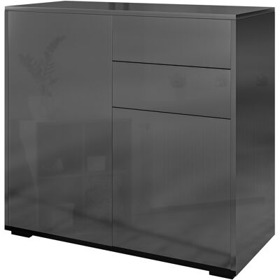 OEM Commode Buffet Meuble De Rangement 2 Tiroirs 2 Portes Avec Étagère 79 X 36 X 74 Cm Noir Brillant - Publicité OEM Commode Buffet Meuble De Rangement 2 Tiroirs 2 Portes Avec Étagère 79 X 36 X 74 Cm Noir Brillant - Publicité