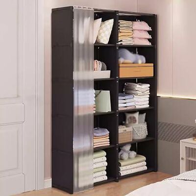 OEM Générique Armoire Portative, Armoire En Tissu, Armoires, Armoire Avec Compartiments, Avec Plusieurs Zones De Rangement Et Rideau De Porte D'Armoire, Pour Chambres (couleur : Noir, Taille : D) - Publicité OEM Générique Armoire Portative, Armoire En Tissu, Armoires, Armoire Avec Compartiments, Avec Plusieurs Zones De Rangement Et Rideau De Porte D'Armoire, Pour Chambres (couleur : Noir, Taille : D) - Publicité