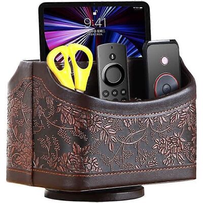 LEDE Porte-télécommande En Cuir Antique, Support/boîte Pivotant À 360° Pour Télécommande De Bureau. Publicité LEDE Porte-télécommande En Cuir Antique, Support/boîte Pivotant À 360° Pour Télécommande De Bureau. Publicité
