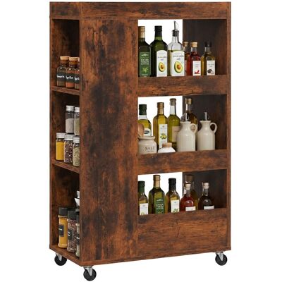 Relaxdays Chariot Pour Niche 85x18x60 Cm, Étagère Étroite Sdb & Cuisine, 4 Niveaux, Roulettes, Bois Marron - Publicité Relaxdays Chariot Pour Niche 85x18x60 Cm, Étagère Étroite Sdb & Cuisine, 4 Niveaux, Roulettes, Bois Marron - Publicité