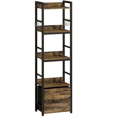 MH Bibliothèque Fridolin Rangement Vertical Étagères Tiroir Crochets Métal Brun Rustique 136 Cm - Publicité MH Bibliothèque Fridolin Rangement Vertical Étagères Tiroir Crochets Métal Brun Rustique 136 Cm - Publicité