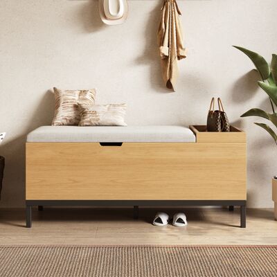 ACKERMAN Banc À Chaussures, Banc De Rangement, Meuble De Rangement Pour Chaise, Coffre De Rangement Pliable Et Repose-pieds. Couleur Bois Naturel. 115 × 49,5 × 40 Cm - Publicité ACKERMAN Banc À Chaussures, Banc De Rangement, Meuble De Rangement Pour Chaise, Coffre De Rangement Pliable Et Repose-pieds. Couleur Bois Naturel. 115 × 49,5 × 40 Cm - Publicité