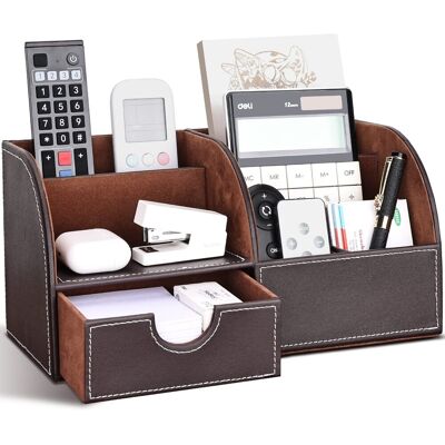 OEM Organisateur De Bureau Multifonctions Pot A Crayon En Cuir Rangement Bureau Organisateur Avec Tiroir (l-marron) - Publicité OEM Organisateur De Bureau Multifonctions Pot A Crayon En Cuir Rangement Bureau Organisateur Avec Tiroir (l-marron) - Publicité