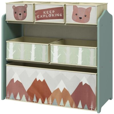 OEM Armoire Enfant Avec 6 Boîtes En Tissu, Joli Design, 63 X 30 X 66 Cm, Verte - Publicité OEM Armoire Enfant Avec 6 Boîtes En Tissu, Joli Design, 63 X 30 X 66 Cm, Verte - Publicité