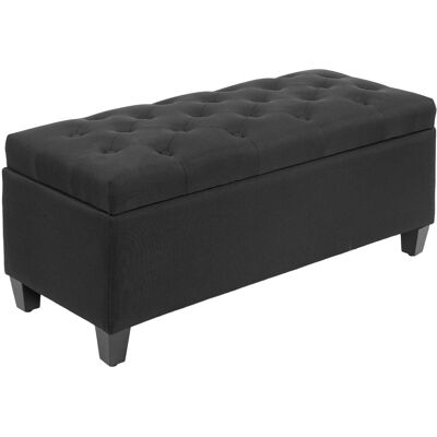 MRTRS Banc De Rangement, Coffre-banc, Polyester Aspect Lin, Bois D'Hévéa, Noir, 100 X 40 X 44 Cm - Publicité MRTRS Banc De Rangement, Coffre-banc, Polyester Aspect Lin, Bois D'Hévéa, Noir, 100 X 40 X 44 Cm - Publicité