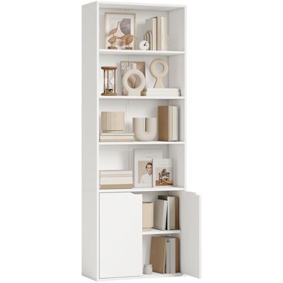 ARRIGONI Bibliothèque Armoire À Livres Avec 4 Compartiments Ouverts Et 2 Portes Pour Le Salon Et Le Bureau 59x29x180 Cm Blanc - Publicité ARRIGONI Bibliothèque Armoire À Livres Avec 4 Compartiments Ouverts Et 2 Portes Pour Le Salon Et Le Bureau 59x29x180 Cm Blanc - Publicité