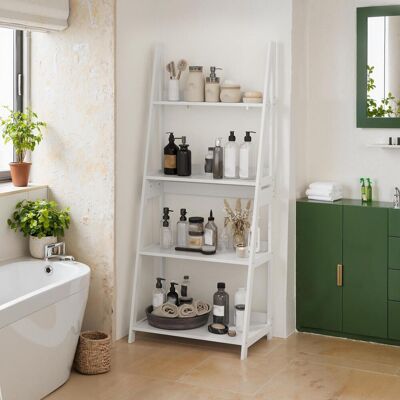 OEM Étagère Échelle, Présentoir À Livres, Étagère À 4 Niveaux, Étagère De Rangement Sur Pied Pour Salle De Bain, Étagère Ouverte Pour Bureau À Domicile, Blanche - Publicité OEM Étagère Échelle, Présentoir À Livres, Étagère À 4 Niveaux, Étagère De Rangement Sur Pied Pour Salle De Bain, Étagère Ouverte Pour Bureau À Domicile, Blanche - Publicité