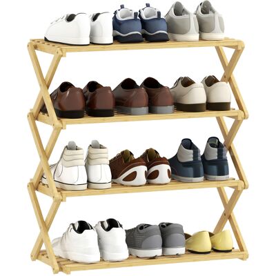 OEM Étagère À Chaussures Étroite En Bambou, Étagère À Chaussures Verticale Pliable À 4 Niveaux, Installation Facile, Couleur Naturelle - Publicité OEM Étagère À Chaussures Étroite En Bambou, Étagère À Chaussures Verticale Pliable À 4 Niveaux, Installation Facile, Couleur Naturelle - Publicité