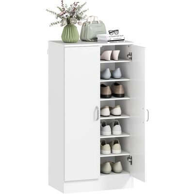 OEM Armoire À Chaussures Mit Soft-close-scharnieren, Étagères Réglables, 6 Niveaux Étagère À Chaussures Pour Le Couloir, Espace D'Entrée, Für 14 Paare, 55 X 35 X 108 Cm, Bois, Blanc - Publicité OEM Armoire À Chaussures Mit Soft-close-scharnieren, Étagères Réglables, 6 Niveaux Étagère À Chaussures Pour Le Couloir, Espace D'Entrée, Für 14 Paare, 55 X 35 X 108 Cm, Bois, Blanc - Publicité