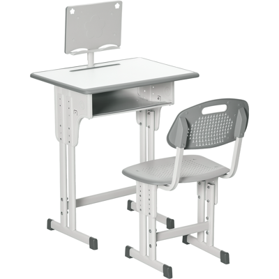 OEM Bureau Chaise Enfant Support De Lecture Casier Crochet Porte Stylo 60x45x90-102 Cm Gris - Publicité OEM Bureau Chaise Enfant Support De Lecture Casier Crochet Porte Stylo 60x45x90-102 Cm Gris - Publicité