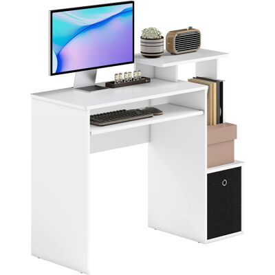 ARRIGONI Bureau Informatique Multimédia Étagères Tablette Clavier Panier Noir Panneaux Particules Blanc - Publicité ARRIGONI Bureau Informatique Multimédia Étagères Tablette Clavier Panier Noir Panneaux Particules Blanc - Publicité