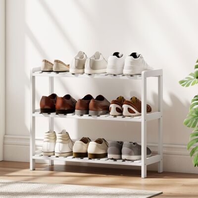OEM Homcom Étagère À Chaussures À 3 Niveaux - Étagères À Lattes, Bois De Pin, 70x26x57,5cm, Blanc - Publicité OEM Homcom Étagère À Chaussures À 3 Niveaux - Étagères À Lattes, Bois De Pin, 70x26x57,5cm, Blanc - Publicité