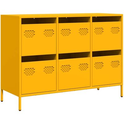 Maison La Vie - Buffet Salon Moderne - Meuble De Rangement - Jaune Moutarde 101,5x39x73,5 Cm Acier Laminé À Froid Bu4654 - Publicité Maison La Vie - Buffet Salon Moderne - Meuble De Rangement - Jaune Moutarde 101,5x39x73,5 Cm Acier Laminé À Froid Bu4654 - Publicité
