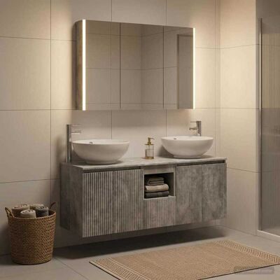 Ensemble D'Armoire De Salle De Bain 4 Pcs Gris Béton Vidaxl - Publicité Ensemble D'Armoire De Salle De Bain 4 Pcs Gris Béton Vidaxl - Publicité