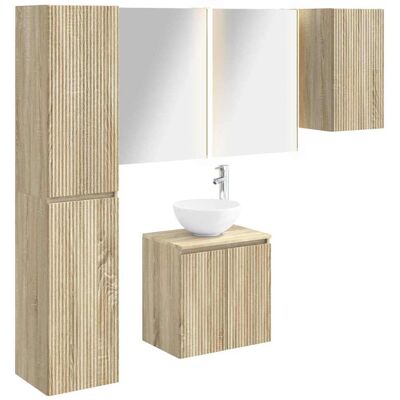 Ensemble D'Armoire De Salle De Bain 5 Pcs Chêne Sonoma Vidaxl - Publicité Ensemble D'Armoire De Salle De Bain 5 Pcs Chêne Sonoma Vidaxl - Publicité