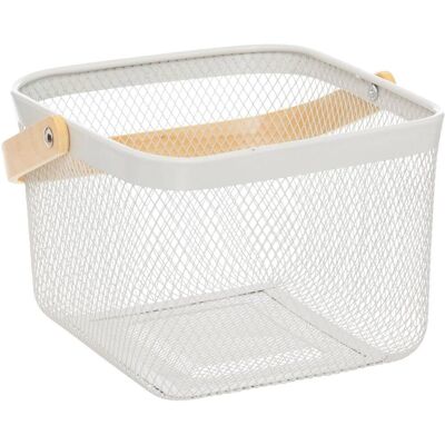 GRASSLIN 1 Corbeille Carrée Mayaj En Métal Beige Et Blanc 26x24,5cm Pour Rangement Décoratif - Publicité GRASSLIN 1 Corbeille Carrée Mayaj En Métal Beige Et Blanc 26x24,5cm Pour Rangement Décoratif - Publicité
