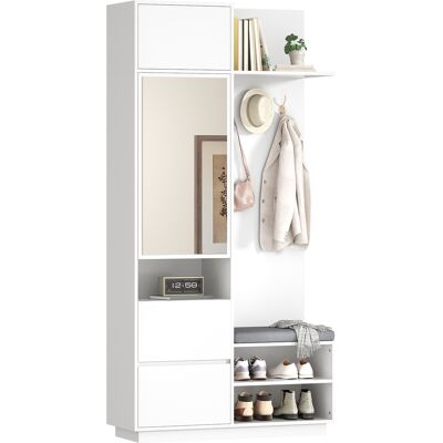 ACKERMAN Armoire Compacte Avec Miroir Et Banc, Armoire D'Entrée Avec Meuble À Chaussures Et Patères, Patères, Armoire Compacte, Ensemble De Meubles D'Entrée, Armoire D'Entrée - Publicité ACKERMAN Armoire Compacte Avec Miroir Et Banc, Armoire D'Entrée Avec Meuble À Chaussures Et Patères, Patères, Armoire Compacte, Ensemble De Meubles D'Entrée, Armoire D'Entrée - Publicité