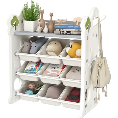 MIDUODUO Étagère Jouets Enfants 4 Niveaux 9 Contenants Crochet Latéral Porte-jouets Hdpe Chambre Salon Salle Jeux 77x42x94 Cm Crème - Publicité MIDUODUO Étagère Jouets Enfants 4 Niveaux 9 Contenants Crochet Latéral Porte-jouets Hdpe Chambre Salon Salle Jeux 77x42x94 Cm Crème - Publicité