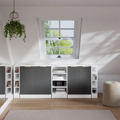 Ensembles De Meuble De Rangement Sous Pente Rion, Anthracite-or, 210cm Lot De 5 Caissons 60 Cm De Profondeur, Vicco - Publicité Ensembles De Meuble De Rangement Sous Pente Rion, Anthracite-or, 210cm Lot De 5 Caissons 60 Cm De Profondeur, Vicco - Publicité