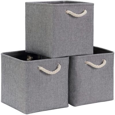 OEM Cube De Rangement Tissu Gris 28x28x28cm - Lot De 3 Paniers Cubes Organisateurs - Publicité OEM Cube De Rangement Tissu Gris 28x28x28cm - Lot De 3 Paniers Cubes Organisateurs - Publicité