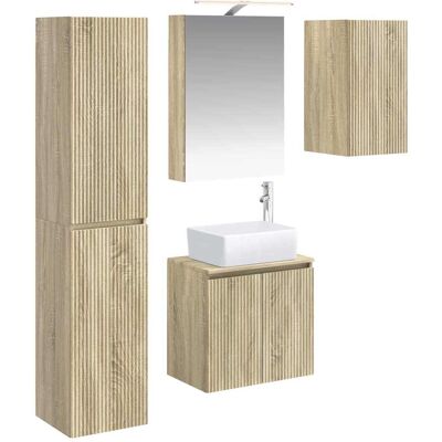 Ensemble D'Armoire De Salle De Bain 5 Pcs Chêne Sonoma Vidaxl - Publicité Ensemble D'Armoire De Salle De Bain 5 Pcs Chêne Sonoma Vidaxl - Publicité