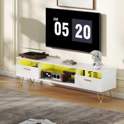 Generic Meuble Tv Avec Led Rgb De 16 Couleurs Meuble Télé Pour Téléviseur Jusqu'à 42 À 120 Pouces, 160x35x42cm, Blanc - Publicité Generic Meuble Tv Avec Led Rgb De 16 Couleurs Meuble Télé Pour Téléviseur Jusqu'à 42 À 120 Pouces, 160x35x42cm, Blanc - Publicité