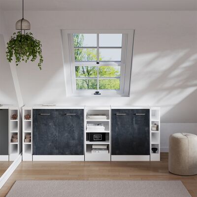 Ensembles De Meuble De Rangement Sous Pente Rion, Béton Noir, 210cm Lot De 5 Caissons 60 Cm De Profondeur, Vicco - Publicité Ensembles De Meuble De Rangement Sous Pente Rion, Béton Noir, 210cm Lot De 5 Caissons 60 Cm De Profondeur, Vicco - Publicité