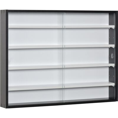 ARRIGONI Vitrine Murale Pour Objets De Collection 4 Étagère Réglables En Hauteur Et 2 Portes Coulissantes 80 X 9,5 X 60 Cm Noir - Publicité ARRIGONI Vitrine Murale Pour Objets De Collection 4 Étagère Réglables En Hauteur Et 2 Portes Coulissantes 80 X 9,5 X 60 Cm Noir - Publicité