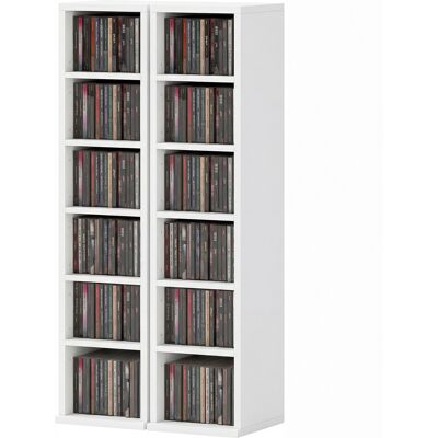 OEM Lot De 2 Étagères Colonnes Armoire De Rangement Cd-dvd 12 Compartiments 21 X 22,5 X 88,5 Cm Capacité 204 Cd Blanc - Publicité OEM Lot De 2 Étagères Colonnes Armoire De Rangement Cd-dvd 12 Compartiments 21 X 22,5 X 88,5 Cm Capacité 204 Cd Blanc - Publicité