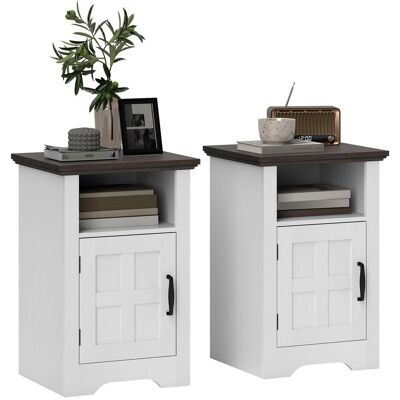 OEM Tables De Chevet Rustiques, Guéridons Avec Porte Et Étagère Style Grange, 40 X 35 X 60 Cm, Blanc Et Marron - Publicité OEM Tables De Chevet Rustiques, Guéridons Avec Porte Et Étagère Style Grange, 40 X 35 X 60 Cm, Blanc Et Marron - Publicité