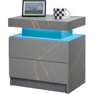 SANS MARQUE Table De Chevet Led Moderne Gris And Doré 2 Tiroirs, Meuble D'Appoint Élégant Chambre - Publicité SANS MARQUE Table De Chevet Led Moderne Gris And Doré 2 Tiroirs, Meuble D'Appoint Élégant Chambre - Publicité