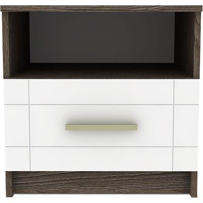 MENZZO Table De Chevet 1 Tiroir Tenessil Chêne Foncé Et Blanc - Publicité MENZZO Table De Chevet 1 Tiroir Tenessil Chêne Foncé Et Blanc - Publicité