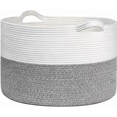 NO BRAND Pair - Grand Panier De Rangement, Coton, 51 X 34 Cm, Gris Et Blanc - Publicité NO BRAND Pair - Grand Panier De Rangement, Coton, 51 X 34 Cm, Gris Et Blanc - Publicité