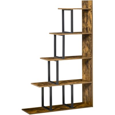 OEM Homcom Étagère Bibliothèque Séparateur De Pièce Style Industriel En Escalier 5 Étagères 102 X 30 X 160 Cm Coloris Brun Rustique - Publicité OEM Homcom Étagère Bibliothèque Séparateur De Pièce Style Industriel En Escalier 5 Étagères 102 X 30 X 160 Cm Coloris Brun Rustique - Publicité