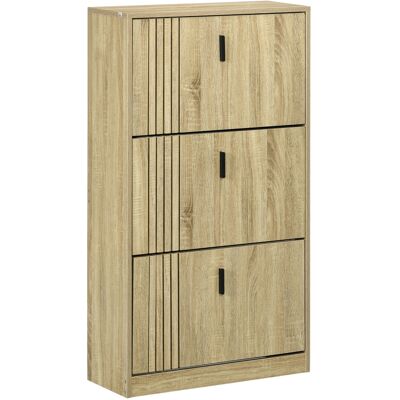 OEM Meuble À Chaussures 3 Abattants 18 Paires Grande Capacité Pour Entrée Couloir Salon 63 X 24 X 117 Cm Chêne - Publicité OEM Meuble À Chaussures 3 Abattants 18 Paires Grande Capacité Pour Entrée Couloir Salon 63 X 24 X 117 Cm Chêne - Publicité