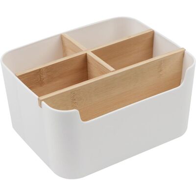 OEM 1 Organisateur De Bureau, Pp Et Bambou, 5 Compartiments Amovibles, Blanc, Pour Stylos Et Fournitures, Bureau Et Maison - Publicité OEM 1 Organisateur De Bureau, Pp Et Bambou, 5 Compartiments Amovibles, Blanc, Pour Stylos Et Fournitures, Bureau Et Maison - Publicité