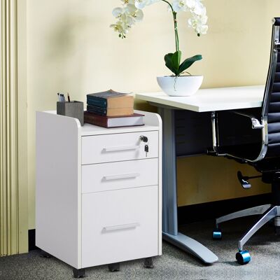 OEM Homcom Caisson De Bureau Rangement Sur Roulettes - 3 Tiroirs Dont 1 Verrouillable, Trieur À Dossiers, Bois, Blanc - Publicité OEM Homcom Caisson De Bureau Rangement Sur Roulettes - 3 Tiroirs Dont 1 Verrouillable, Trieur À Dossiers, Bois, Blanc - Publicité