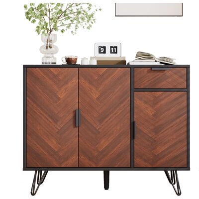 ACKERMAN Meuble De Rangement Moderne, Buffet Noir Et Aspect Bois Avec Tiroir Et Étagères Réglables En Hauteur (90 X 30 X 71,5 Cm) - Publicité ACKERMAN Meuble De Rangement Moderne, Buffet Noir Et Aspect Bois Avec Tiroir Et Étagères Réglables En Hauteur (90 X 30 X 71,5 Cm) - Publicité
