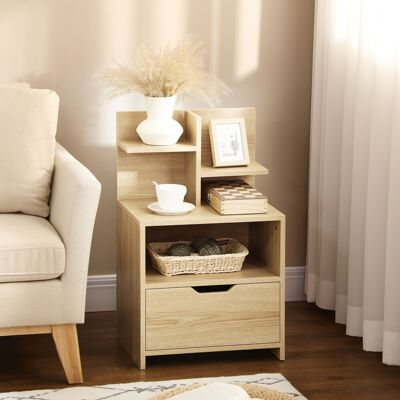 OEM Table De Chevet Nuit Avec Tiroir Niche Et Étagères Rangement Effet Bois 45 X 35 X 73 Cm Naturel - Publicité OEM Table De Chevet Nuit Avec Tiroir Niche Et Étagères Rangement Effet Bois 45 X 35 X 73 Cm Naturel - Publicité