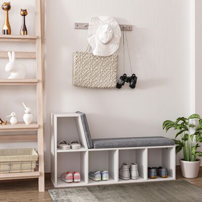 OEM Homcom Bibliothèque Banc 2 En 1 - 5 Compartiments De Rangement & 2 Coussins, 108x30x60cm, Blanc & Gris - Publicité OEM Homcom Bibliothèque Banc 2 En 1 - 5 Compartiments De Rangement & 2 Coussins, 108x30x60cm, Blanc & Gris - Publicité