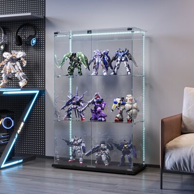 Adwolt - Vitrine En Verre - 3 Étagères Et 2 Porte -vitrine Avec Led - 78-5 X 35 X 123 Cm - Noir -pour Salon- Chambre - Publicité Adwolt - Vitrine En Verre - 3 Étagères Et 2 Porte -vitrine Avec Led - 78-5 X 35 X 123 Cm - Noir -pour Salon- Chambre - Publicité