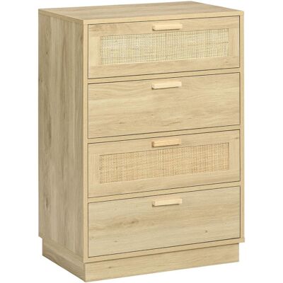 OEM Commode Design Bohème En Rotin Avec 4 Tiroirs, Meuble De Rangement Pour Le Salon, Le Couloir, L'Entrée, Bois Naturel - Publicité OEM Commode Design Bohème En Rotin Avec 4 Tiroirs, Meuble De Rangement Pour Le Salon, Le Couloir, L'Entrée, Bois Naturel - Publicité