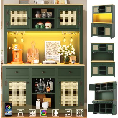 LEMONBEST Armoire Haute Led Avec Cannage Rotin Pe, Tiroirs, Étagères Réglables Et Anti-basculement, Meuble De Rangement Vintage - Publicité LEMONBEST Armoire Haute Led Avec Cannage Rotin Pe, Tiroirs, Étagères Réglables Et Anti-basculement, Meuble De Rangement Vintage - Publicité