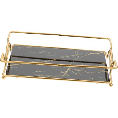 GRASSLIN Plateau De Toilette Noir Doré En Fer, Organisateur De Salle De Bain Compact, Étagère Résistante Pour Cosmétiques Et Parfums, Adapté Comptoir Et Coiffeuse, Rangement Pratique'-'- - Publicité GRASSLIN Plateau De Toilette Noir Doré En Fer, Organisateur De Salle De Bain Compact, Étagère Résistante Pour Cosmétiques Et Parfums, Adapté Comptoir Et Coiffeuse, Rangement Pratique'-'- - Publicité