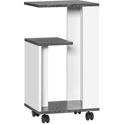 ACIRIHO Nachtschrank, Mit 4 Rollen, 3 Regale, 35 X 29,5 X 65,5 Cm, Grau/weiß - Publicité ACIRIHO Nachtschrank, Mit 4 Rollen, 3 Regale, 35 X 29,5 X 65,5 Cm, Grau/weiß - Publicité