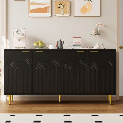 ACKERMAN Buffet De Salon, Commode À 4 Portes, Poignées Dorées Brossées Et Pieds De Table Brillants, Noir, Dimensions 160×80×40 Cm (l×h×p) (ancienne Référence N657p28217172s) - Publicité ACKERMAN Buffet De Salon, Commode À 4 Portes, Poignées Dorées Brossées Et Pieds De Table Brillants, Noir, Dimensions 160×80×40 Cm (l×h×p) (ancienne Référence N657p28217172s) - Publicité