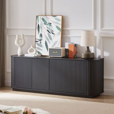 ACKERMAN Buffet, Meuble Tv À Motif Ondulé, Buffet, Meuble En Bois À Rayures Verticales Pour Cuisine, Chambre À Coucher Et Couloir. Noir, 162.5cm38cm61cm - Publicité ACKERMAN Buffet, Meuble Tv À Motif Ondulé, Buffet, Meuble En Bois À Rayures Verticales Pour Cuisine, Chambre À Coucher Et Couloir. Noir, 162.5cm38cm61cm - Publicité